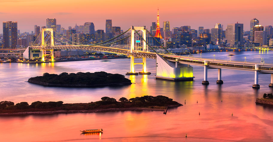 Die Skyline von Tokyo Tokyo Skiline Aussicht Brücke